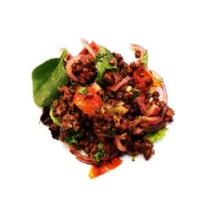 Lush lentil and sun dried tomato salad