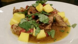 mango and pomegranate chicken dish