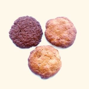 One chocolate and two maple pecan crazy good cookies